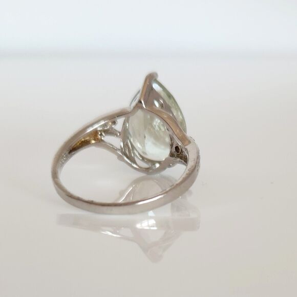 Green Amethyst Pear 4.9 Carats Ring Size 7 - Picture 5 of 12